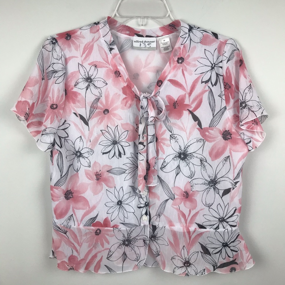 Alfred Dunner Short Sleeve Top Button Down Blouse